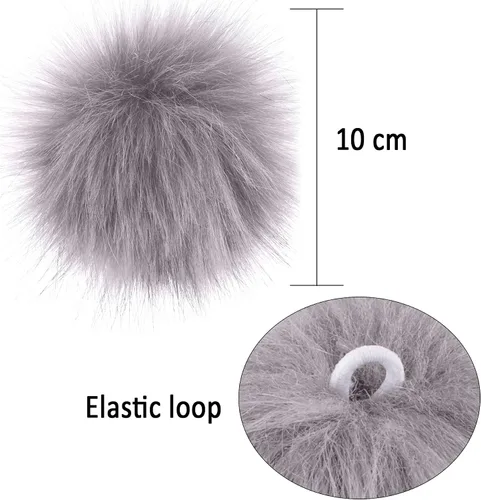Miniatura 4 de SIQUK 50 pompones de piel sintética con lazo elástico, pompones de piel sintética de zorro para sombreros, zapatos, bufandas, guantes, bolsas