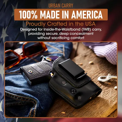Miniatura 4 de Urban Carry LockLeather IWB Funda - Diseño híbrido seguro y cómodo de cuero/polímero para una ocultación óptima Opciones para mano izquierda