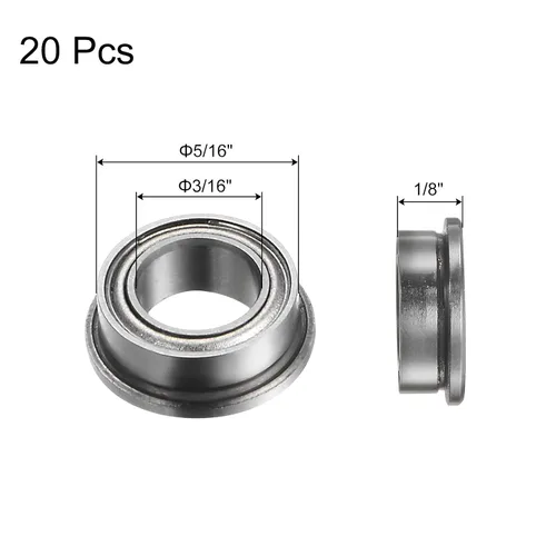 Miniatura 2 de uxcell Rodamiento de bolas con brida FR156ZZ, 20 rodamientos de brida ABEC1 de doble blindaje de acero cromado de 3/16" x 5/16" x 1/8