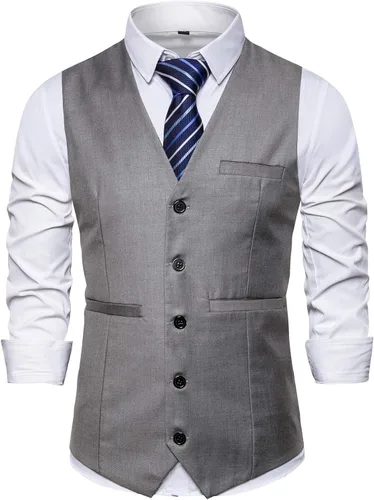 Miniatura 2 de DONGD Chaleco de traje formal para hombre, chaleco de vestir de negocios para traje o esmoquin