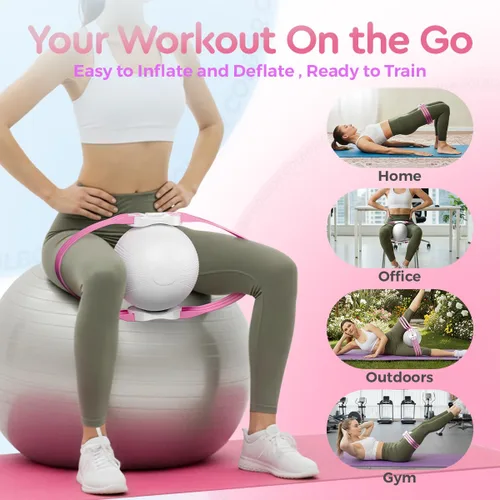Miniatura 7 de Pelota de Entrenamiento de Muslos, Ejercicio Inflable Ajustable de Músculo del Suelo Pélvico de 4.5-27kg, Equipo de Entrenamiento Kegel para Muslos