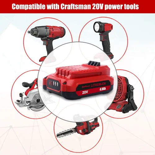 Miniatura 2 de BatPower Batería de repuesto compatible con el sistema Craftsman V20, batería compacta de iones de litio de 4.0Ah para herramientas eléctricas