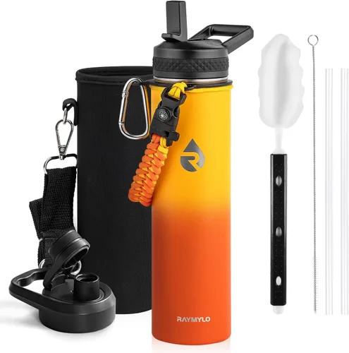Miniatura 100 de RAYMYLO Botella de agua aislada de 24 onzas, de acero inoxidable con triple pared al vacío (fría durante 48 horas, caliente durante 24 horas), a
