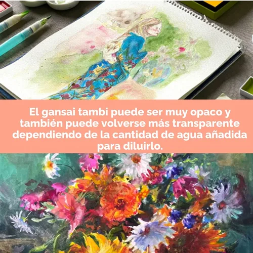 Miniatura 5 de Kuretake GANSAI TAMBI - Juego de pintura de acuarela de 24 colores II, Art Nouveau, suministros de arte de calidad profesional para artistas