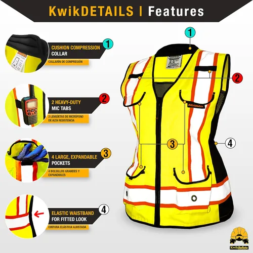 Miniatura 3 de KwikSafety - Charlotte, NC - GODMOTHER (LOOSE FIT) Class 2 & Class 3 Safety Vest for Women [TABLET POCKET] ANSI OSHA