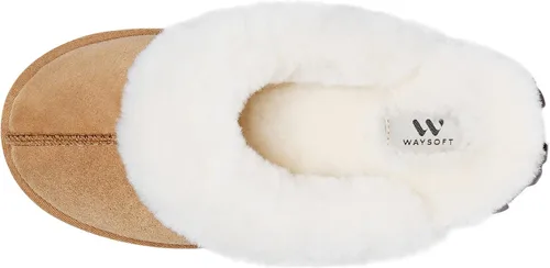Miniatura 3 de WaySoft Pantuflas de piel de oveja australiana auténtica, 100% piel de oveja dura para mujer, para interiores y exteriores, pantuflas de lana cálida