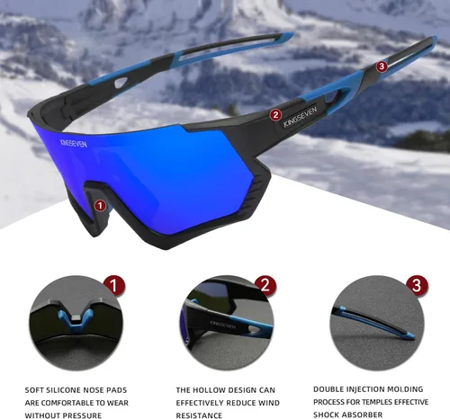 Miniatura 5 de KINGSEVEN Gafas de sol polarizadas de ciclismo para hombre, gafas de sol deportivas MTB gafas de bicicleta UV400 protección LS910