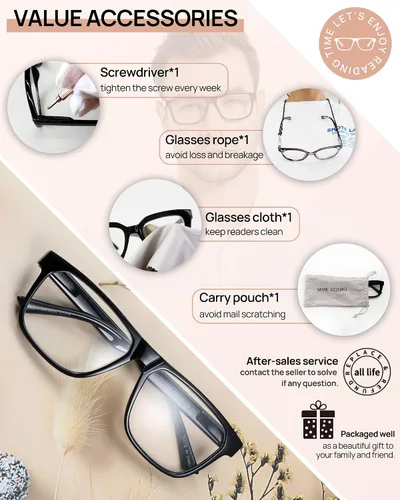 Miniatura 6 de MARE AZZURO Gafas de lectura grandes retro para hombre, lectores ligeros 1.0 1.25 1.5 1.75 2.0 2.25 2.5 2.75 3.0 3.5 4.0 5.0 6.0