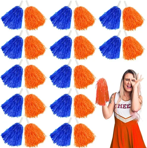 Miniatura 14 de Lovecheer 24 pompones de plástico de animadora con asa para animadoras deportivas y bailar Rosa