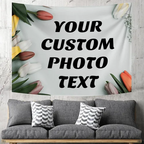 Miniatura 10 de Tapiz personalizado para cargar imágenes con fotos y textos, tapiz personalizado para colgar en la pared, manta de telón de fondo para decoración