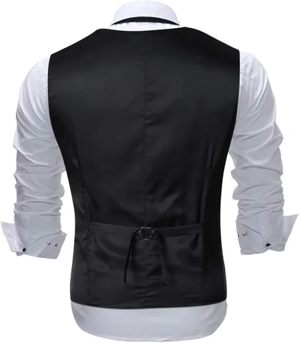 Miniatura 2 de Cloudstyle Chaleco de vestir con estampado para hombre, ajustado, chaleco formal con botones