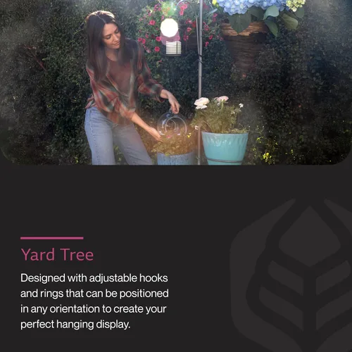 Miniatura 2 de Yard Butler YT-5 Jardín colgante para árbol de patio, tres ganchos de pastor para colgar plantas al aire libre o interior, dos soportes circulares