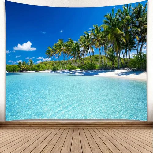 YISURE Tapiz de playa oceánica para colgar en la pared, 80 x 60 pulgadas, diseño de palmera paraíso tropical, cocotero, decoración de pared hippie