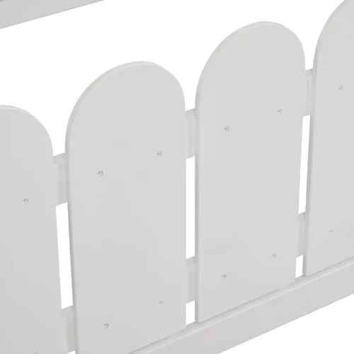 Miniatura 8 de MERITLINE Cama de madera tamaño individual, base de cama con techo, cama individual para niñas, niños, necesita somier, color blanco
