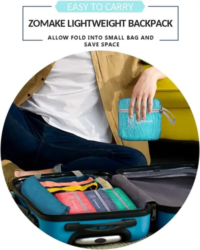 Miniatura 4 de ZOMAKE Mochila Empacable Ultraligera de 25L, Mochilas de Senderismo Plegables Resistentes al Agua Mochila Diurna Plegable Pequeña para Viajes