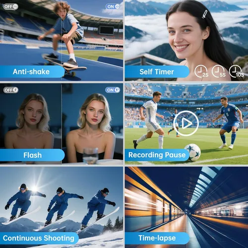 Miniatura 7 de Cámara digital 4K para fotografía con WiFi 64MP Cámara de vlogging de enfoque automático para video de YouTube de 3 pulgadas, pantalla abatible