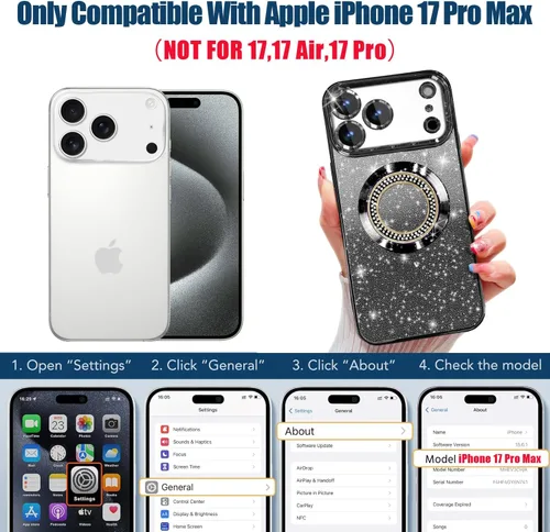 Miniatura 212 de Misscase Funda magnética con purpurina para iPhone 11 compatible con MagSafe, protección completa, delgada, a prueba de golpes, antiarañazos