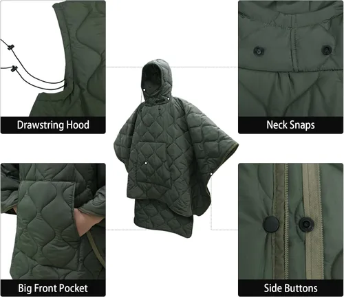 Miniatura 3 de LOOGU Manta Camuflaje Impermeable Aislante Forro de Poncho para Camping al Aire Libre, Senderismo, Caza, Supervivencia, Mochileros, Picnic