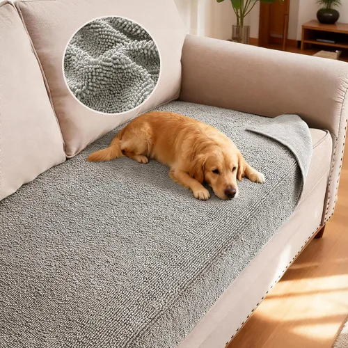 Miniatura 21 de H.VERSAILTEX Funda Antideslizante para Sofá de Mascotas Protector de Cama de Perro de Chenilla Funda de Sofá Gruesa y Suave Apta para Mascotas