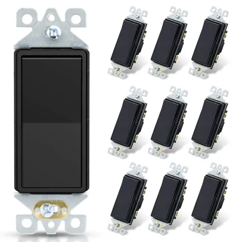 Miniatura 25 de ELEGRP Interruptor de luz decorativo de un solo polo con placa sin tornillos, 15 A 120-277 V, reemplazo del interruptor basculante de paleta