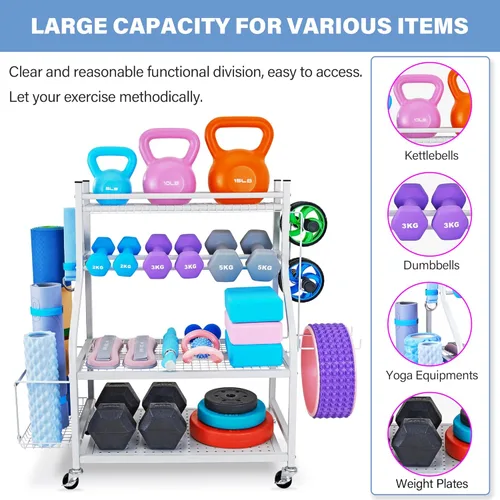 Miniatura 3 de Estante para mancuernas, estante de almacenamiento para esterilla de yoga, estante de peso para mancuernas, estante de almacenamiento de gimnasio