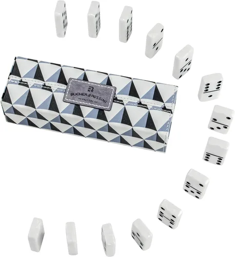 Miniatura 5 de Juego de dominó para adultos, juego de dominó doble de 6, 28 fichas blancas marmoleadas jumbo, juego de dominó para adultos y niños, juegos de mesa