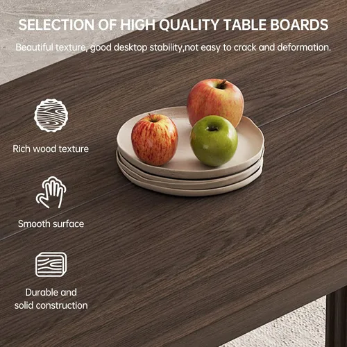Miniatura 4 de Juego de mesa de comedor moderna de 5 piezas, mesa de cocina rectangular de roble de 66.9 pulgadas con 4 sillas, mesa de comedor de madera moderna