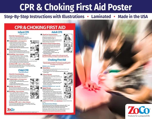Miniatura 3 de ZOCO - Póster de RCP y asfixia (paquete de 2) - Instrucciones de maniobra Heimlich e instrucciones de primeros auxilios para bebés, niños y adultos