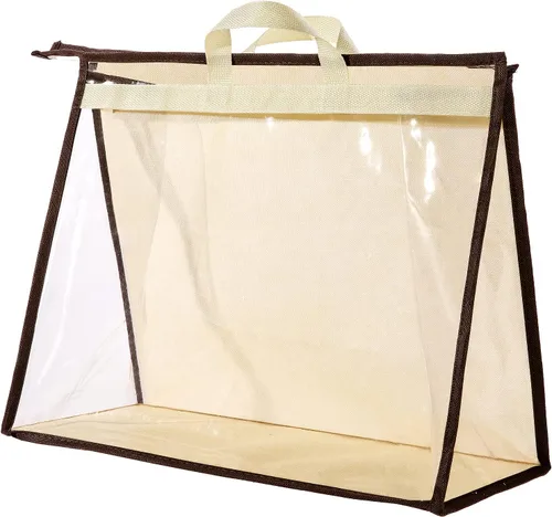 Bolsas de almacenamiento transparentes para bolsos organizador para armario, bolsa de almacenamiento colgante con cremallera para bolsos, XL Beige