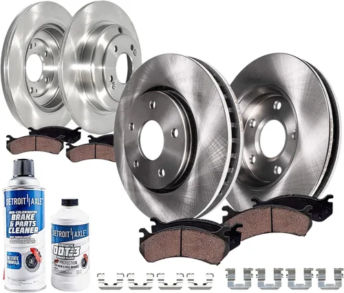 Miniatura 25 de Detroit Axle - Rotores de freno delanteros y traseros de 12.99 pulgadas (12.008 in) y pastillas de cerámica de repuesto para Chevy Avalanche 1500
