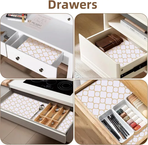 Miniatura 3 de Lámina para revestir estantes, cajones, caja de herramientas, gruesa, antideslizante, sin adhesivo y fácil de limpiar, con cuchillo y cinta métrica