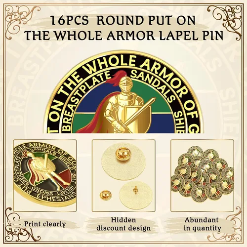 Miniatura 9 de Therwen 16 broches religiosos de oro de 1.18 pulgadas para poner en toda la armadura, broches religiosos cristianos a granel para hombres y mujeres