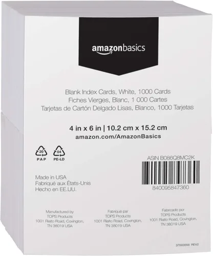 Miniatura 2 de Amazon Basics Tarjetas de índice en blanco, blancas, 4 x 6 pulgadas, 1000 unidades (paquete de 2)
