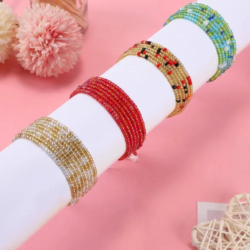 Miniatura 31 de 4 cuentas de cintura africana hechas a mano de 50 pulgadas para mujer, no elásticas (corbata)