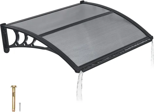 Miniatura 19 de VEVOR Toldo para puerta de entrada, toldo de puerta de ventana de 24 x 24 pulgadas con drenaje y soporte de ABS, cubierta de policarbonato