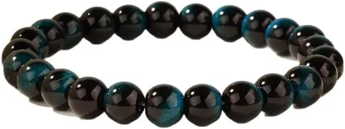 Miniatura 35 de Pulseras de triple protección con piedra de ojo de tigre de obsidiana negra con hematita para hombres y mujeres, pulsera de piedra curativa