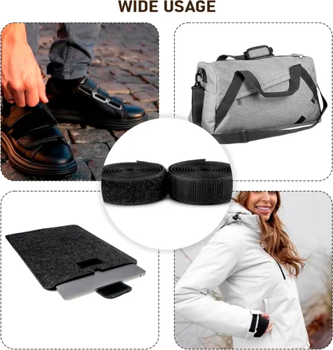 Miniatura 3 de Cinta de velcro para coser de 5/8 pulgadas de ancho, color negro, no adhesiva, 1 yarda de longitud, cinta de nailon negro, juego de sujetadores