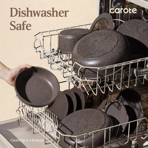 Miniatura 8 de CAROTE Juego de 17 piezas de ollas y sartenes antiadherentes con mango desmontable, juego de utensilios de cocina antiadherentes, juego de cocina