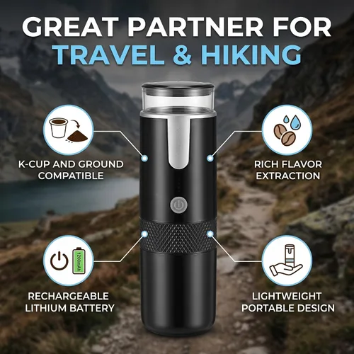 AUNMAS Cafetera portátil de viaje, cafetera de café expreso para automóvil, funciona manualmente para acampar, senderismo, máquina de café espresso