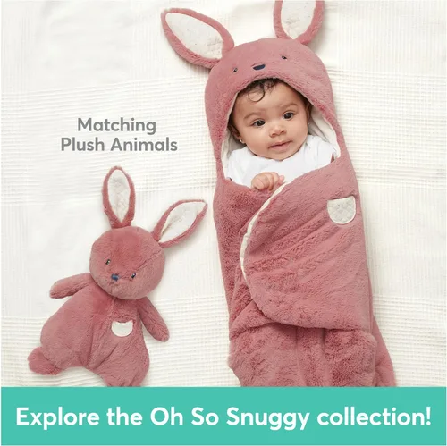 Miniatura 8 de GUND Baby Oh So Snuggly Bunny Manta Envolvente, Manta Envolvente de Felpa con Capucha para Bebé para Recién Nacidos, Rosa/Crema, 26 pulgadas
