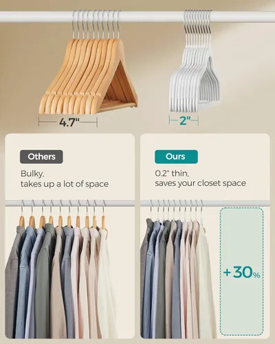 Miniatura 6 de SONGMICS - Perchas para ropa, paquete de 50 perchas de plástico para abrigos, ahorro de espacio, blanco en nube UCRP050W05 Blanco Nube