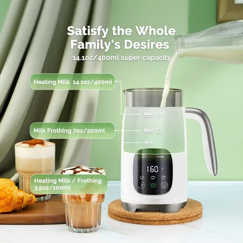 Miniatura 5 de Maestri House Espumador de leche, temperatura variable y grosor de espuma DualFro 400 espumador de leche y vaporizador, 14.1 onzas/13.5 fl oz