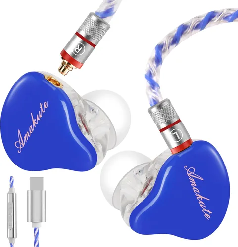 Miniatura 9 de Auriculares de Monitor In-Ear, Auriculares Estéreo HiFi IEM, Auriculares Dinámicos de Doble Driver Cableados con Cable Desmontable, Auriculares