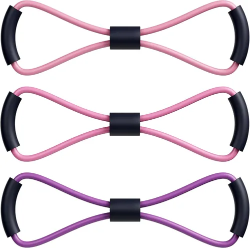 Figura 8 bandas de resistencia con asas, juego de 3 (20 libras, 30 libras, 40 libras) para entrenamiento de brazos, hombros y cuerpo completo,