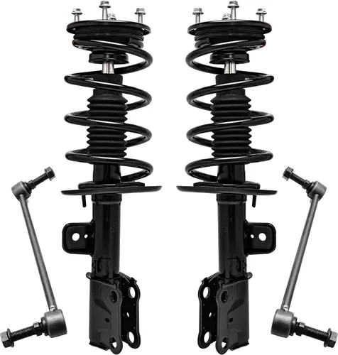 Miniatura 41 de Detroit Axle - Kit de 4 barras estabilizadoras delanteras para Ford F-150 2021 2022 2023 2024, 2 puntales con resorte helicoidal, 2 eslabones