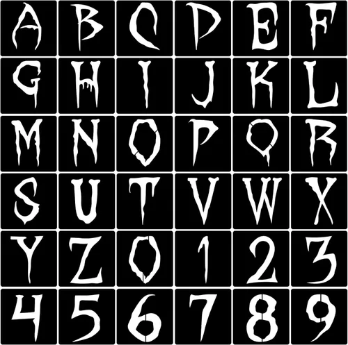 Miniatura 7 de 26 plantillas de letras de Halloween, plantillas de pintura del alfabeto, reutilizables, plantillas de letras de dibujo para pintar sobre lienzo