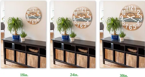 Miniatura 6 de Reloj de pared de madera multicolor de 18.0 in, playa costera marítima (azul, 18 pulgadas)
