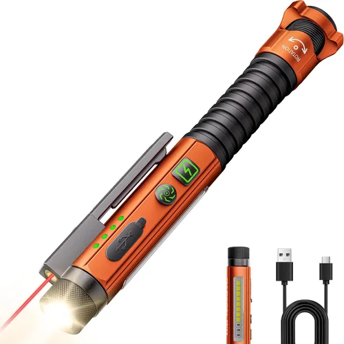 Miniatura 10 de Linterna EDC recargable, linterna pequeña de 800 lúmenes con clip magnético y base, linterna LED de 11 modos, rompedor de vidrio y abridor