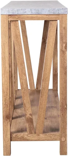 Miniatura 7 de Flash Furniture Charlotte Farmhouse - Mesa consola de 2 niveles, marco de madera de ingeniería con acabado de roble cálido, mesa con acabado