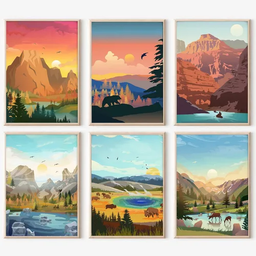 Miniatura 17 de cupmod Paquete de 6 kits de pintura por números para adultos principiantes, Número Boho Acrílico Fácil, DIY Números de Acuarela en Lienzo Sin Marco